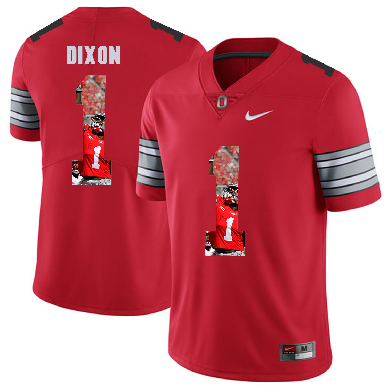 Men Ohio State #1 Dixon Red Fashion Edition Customized NCAA Jerseys->customized ncaa jersey->Custom Jersey